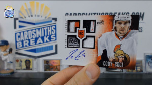 2013-14 Panini Prime - Cody Ceci - Prime Quad Patches Auto 2/3