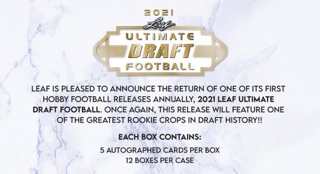 2021 Leaf Ultimate Draft Football Checklist, Hobby Box Info