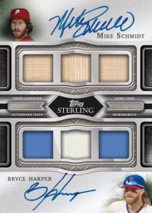 Sterling Sets Dual Autographed Relic Card, Bryce Harper, Mike Schmidt