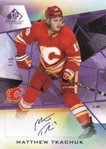 2021-22 Upper Deck SP Game Used Hockey- BASE SET Purple Fragment Auto Parallel, Matthew Tkachuk