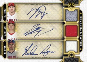 Triple Threads Common Threads Three-Player Triple Autograph Relic Card, Trout, Ohtani, Ryan