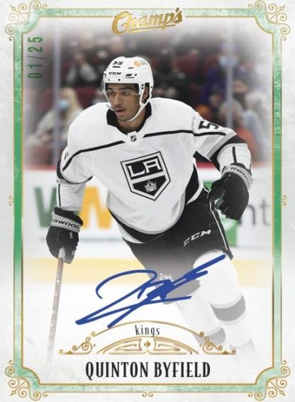 2021-22 Upper Deck Clear Cut Hockey - CHAMPS ROOKIE AUTO Green Parallel, Quinton Byfield