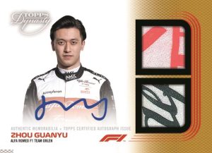 2022 Topps Dynasty Formula 1 Racing - Dynasty Autographed Single Driver Dual Relic Card, Zhou GuanYu