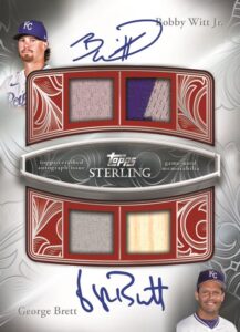 Sterling Sets Dual Autograph Relic, Bobby Witt Jr and George Brett