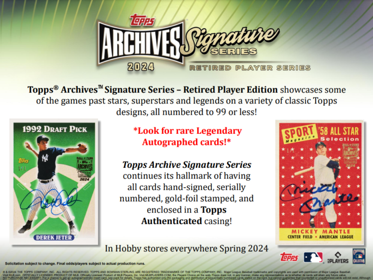 2025 Topps Archives Signature Series Retired Player Edition Baseball