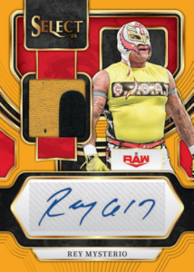 2024 Panini WWE Select Rey Mysterio Autographed Memorabilia Gold Prizms Card – 2024 Panini Select WWE