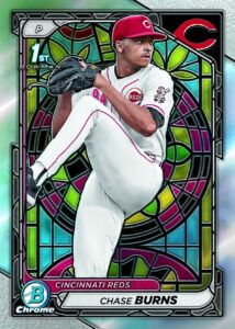 2024 Bowman Draft Baseball Chase Burns Etched In Glass Variation Card – 2024 Bowman Draft Baseball Hobby