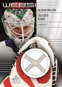 Thatcher Demko Websites Glove Relics Card – 2024-25 Upper Deck SP Game Used Hockey