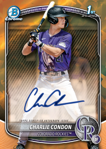 Charlie Condon Orange Autograph Card – 2025 Bowman Sapphire Edition Baseball