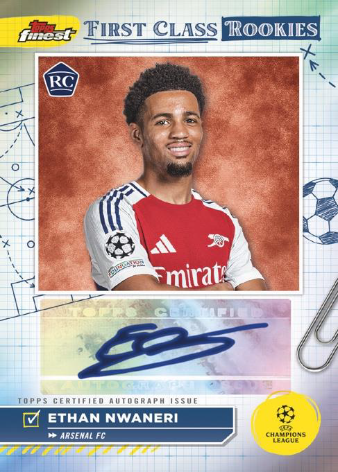 Ethan Nwaneri Finest First Class Autograph Card – 2024-25 Topps Finest UEFA Club Competitions Soccer