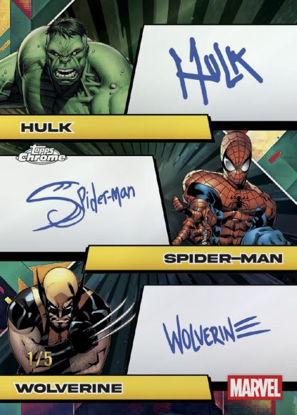 Hulk Spiderman Wolverine Facsimile Triple Autograph Card – 2025 Topps Marvel Comics Chrome