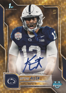 Kaytron Allen Short Print Image Variation Autographed Superfractor - 2025 Bowman University Chrome Football