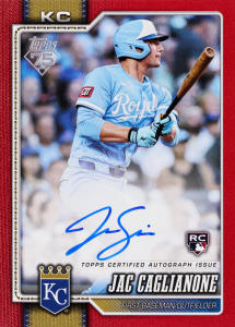 Jac Caglianone Red Real One Rookie Autograph Card –