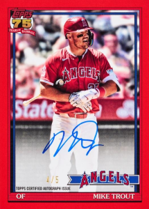 Mike Trout 1991 Topps Baseball Autograph Cards Red - 2026 Topps Series 1 Baseball