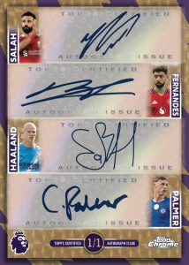 Salah Fernandes Haaland Palmer Kings of the Premier League Quad Autograph SuperFractor - 2026 Topps Chrome Premier League Soccer