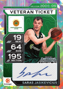 Saras Jasikevicius Veteran Season Ticket Cracked Ice - 2025-26 Panini Contenders EuroLeague Basketball