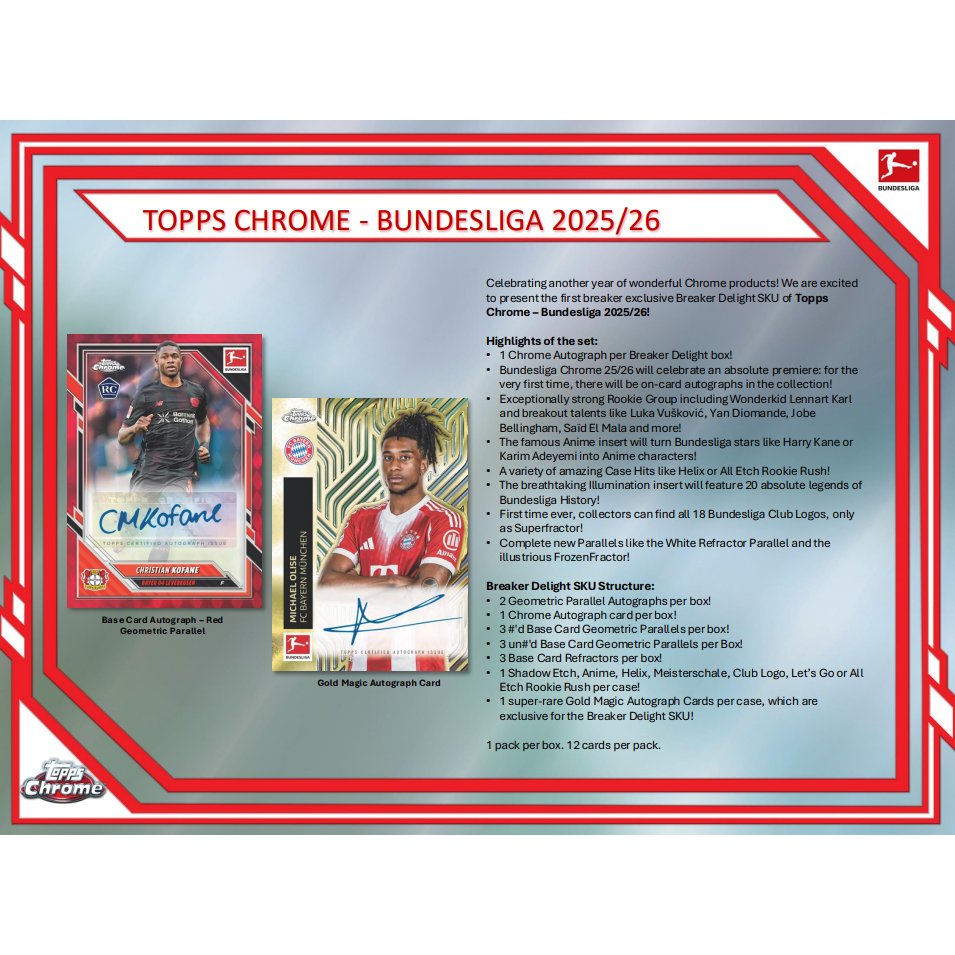 2025-26 Topps Chrome Bundesliga Soccer Breaker's Delight