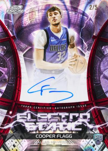 Cooper Flag Electro Static Signatures Red Flare Refractor - 2025-26 Topps Cosmic Chrome Basketball