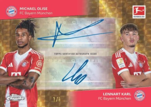 Michael Olise Lennart Karl Chrome Dual Auto Superfractor - 2025-26 Topps Chrome Bundesliga Soccer