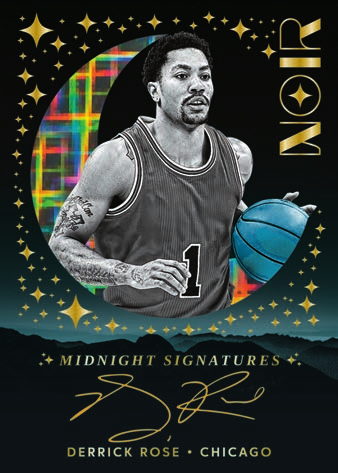 Derrick Rose Midnight Signatures Holo Gold - 2025-26 Panini Noir Basketball