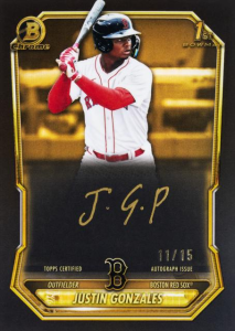 Justin Gonzales Chrome Prospects Autographs Gold Ink Variation - 2026 Bowman Baseball