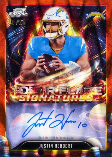 Justin Herbert Solar Flare Autograph - 2025 Topps Cosmic Chrome Football