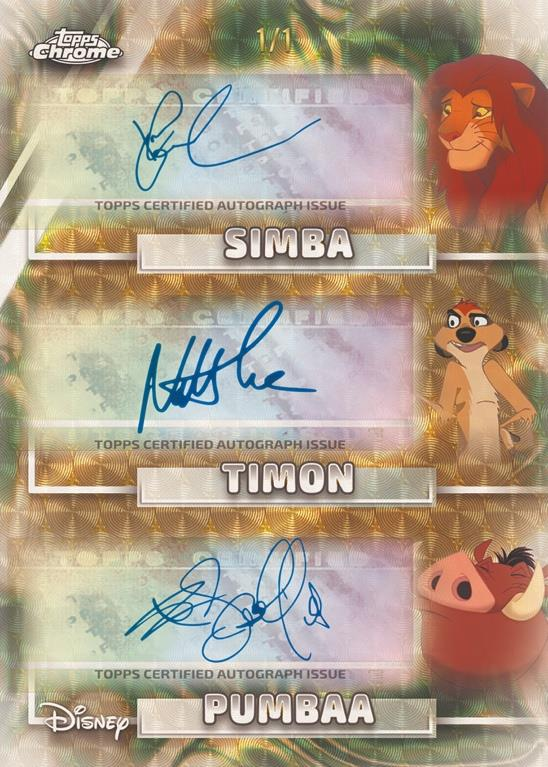 Simba Timon Pumba Triple Autograph - 2026 Topps Chrome Disney