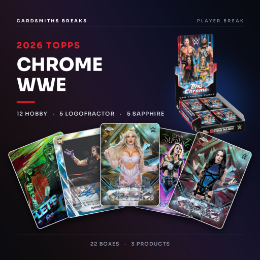 2026 Topps Chrome Hobby Sapphire Logofractor WWE 22 Box Mixer #1 Wrestlers